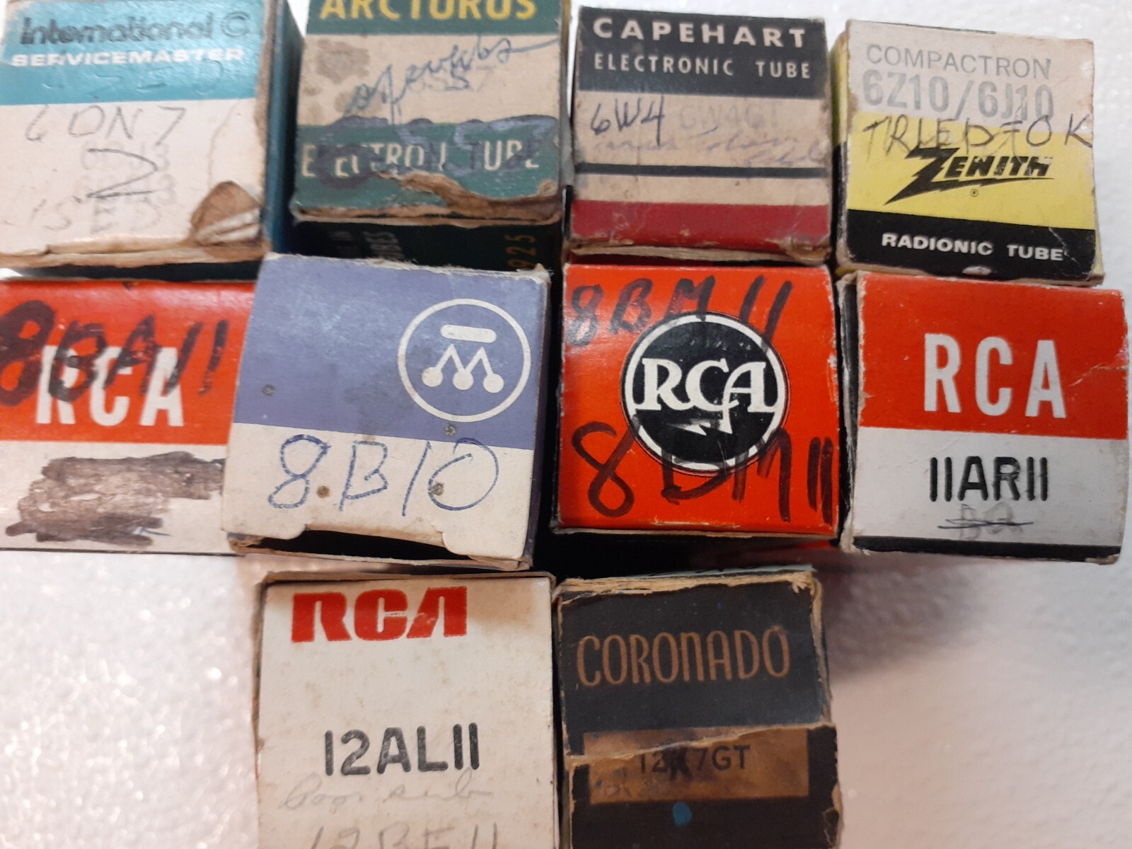 Vacuum Tube Lot of (10), 6DN7 6SS7 6W4 6Z10 8BA11 8B10 8BM11 11AR11 sku#145