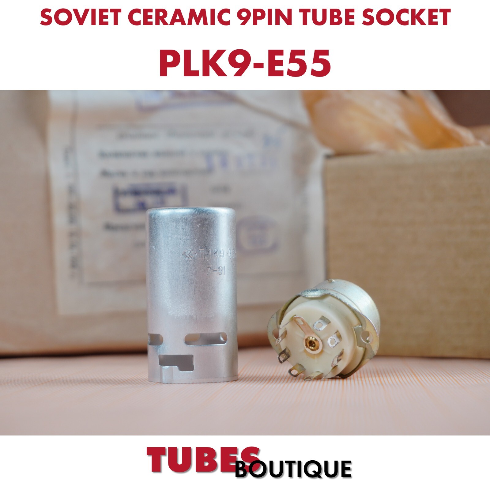 Tube 9pin socket PLK9-E55 with shield 55mm Ag Plated Pins 10pcs