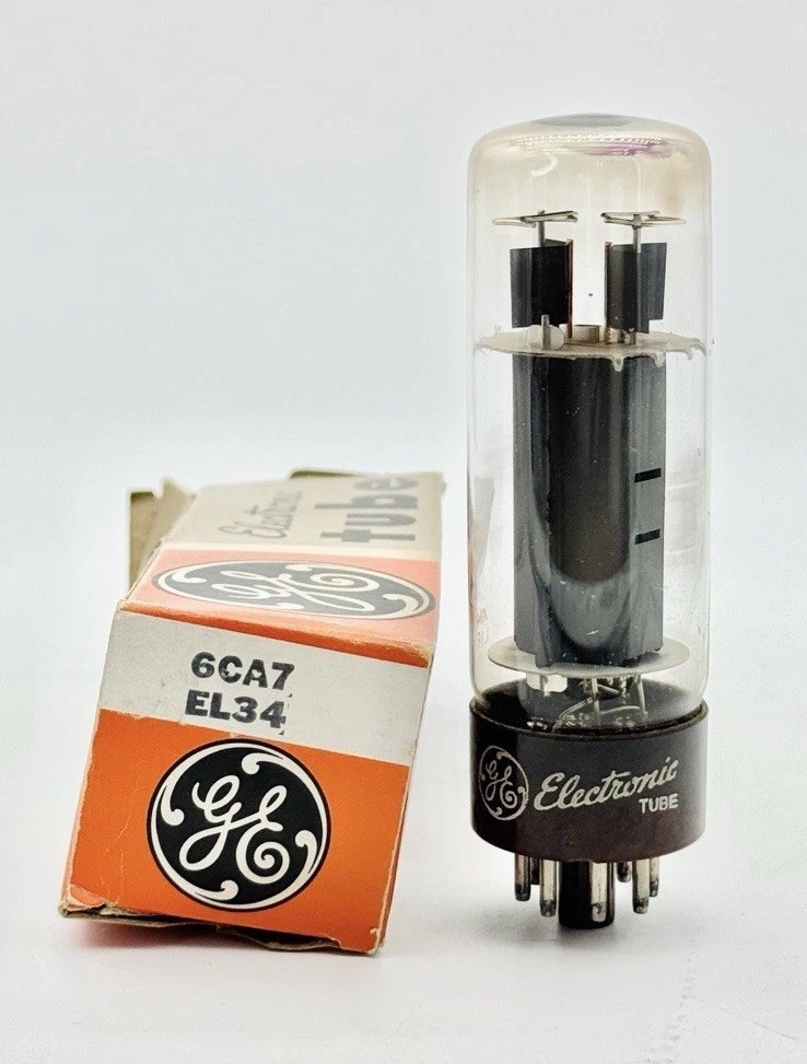 Vintage GE General Electric 6CA7 EL34 Vacuum Electron Tube BROWN BASE i7