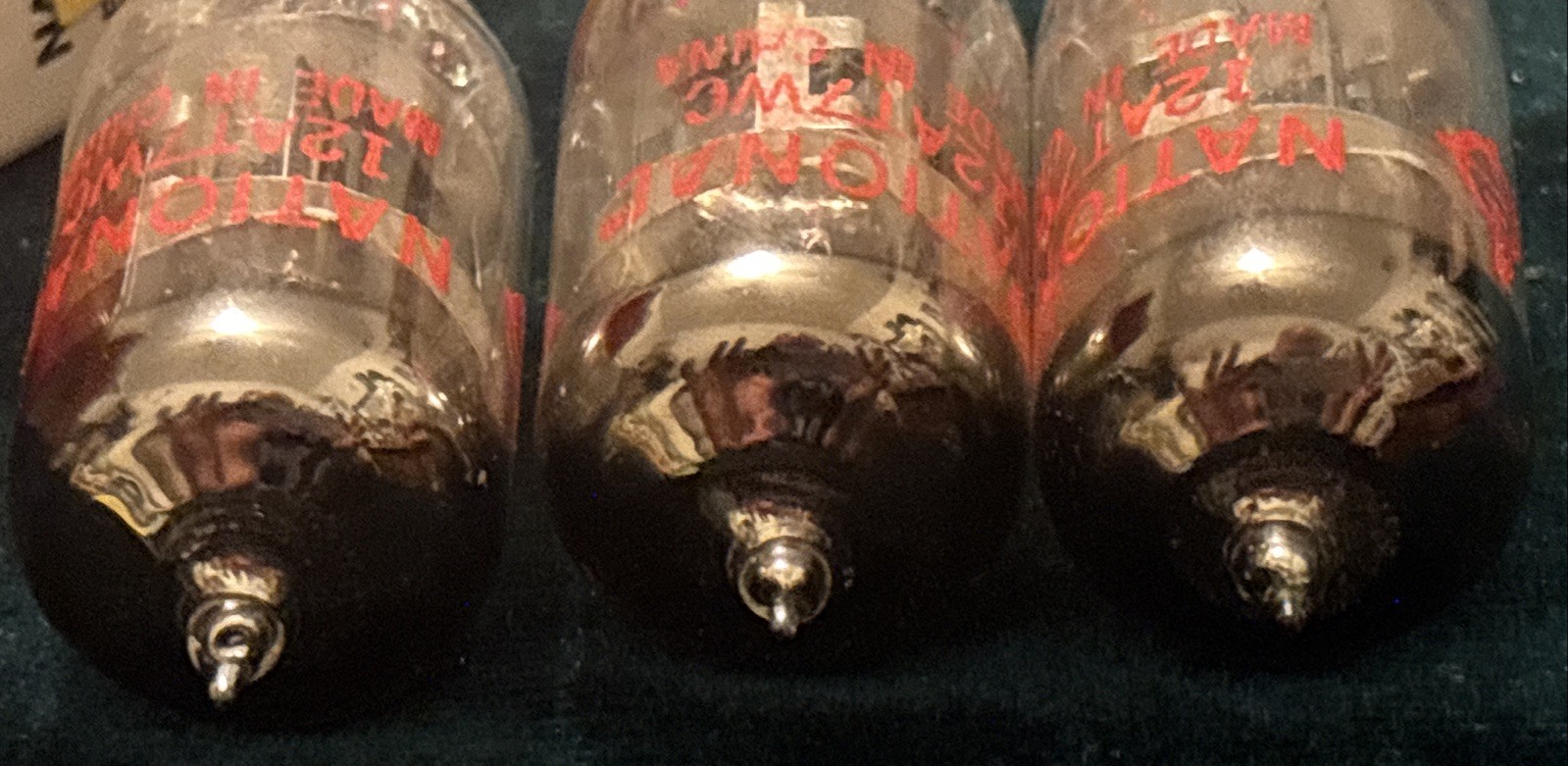 3 Matched Vintage National Electronics 12AT7WC Top Dimple Foil Tested Tubes