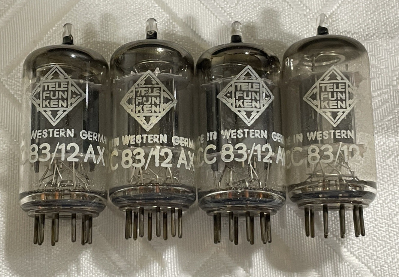Four (4) Telefunken ECC83 12AX7 Audio Tubes Matched Date Codes Test Same