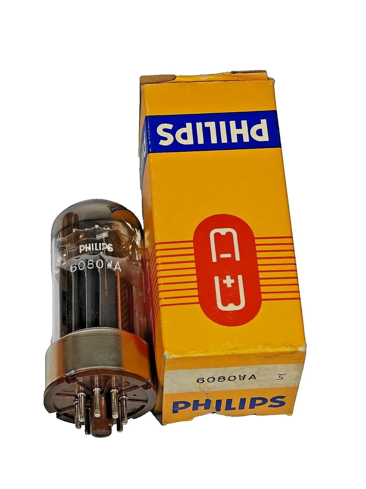 6080WA/6AS7/ECC230 PHILIPS BY MULLARD TESTED WITH ROETEST V10 BLACK PLATES QTY-1