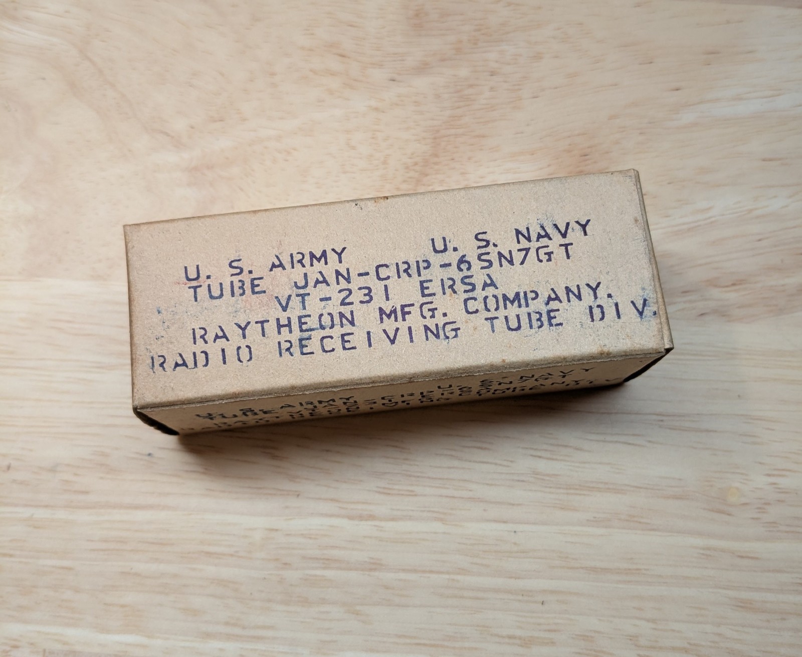 1940s Raytheon USA JAN 6SN7GT CRP VT-231 Tube, Rare WWII. Boxed, Hifi, Audio