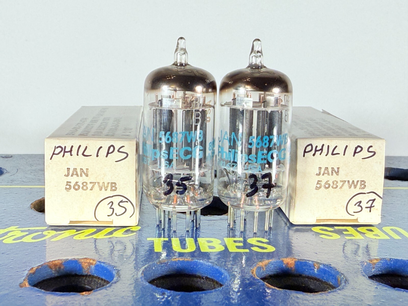 Matched Pair Philips Sylvania JAN 5687WB NOS NIB Tested Like NOS Balanced Tube