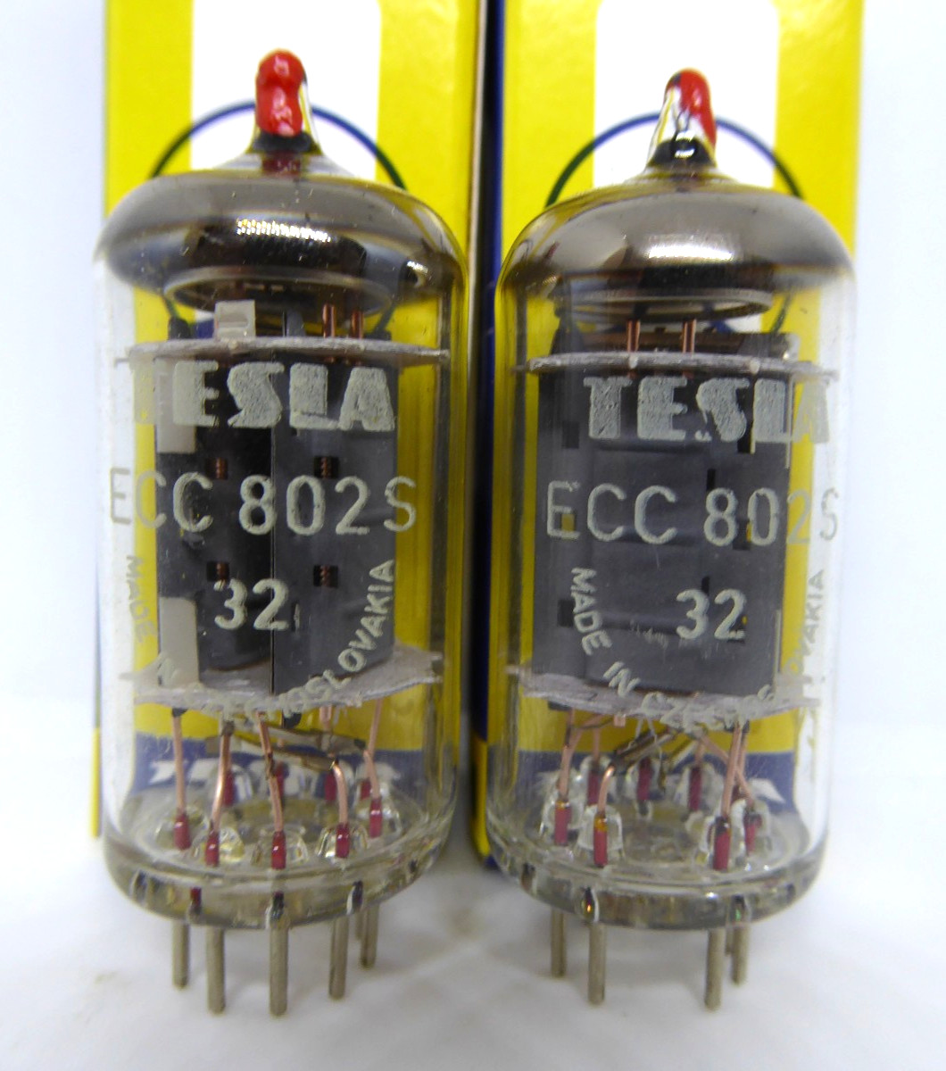 2x (PAIR!) TESLA ECC802S (12AU7WA E82CC B329) lk. Telefunken 100%, 1974, NOS 16