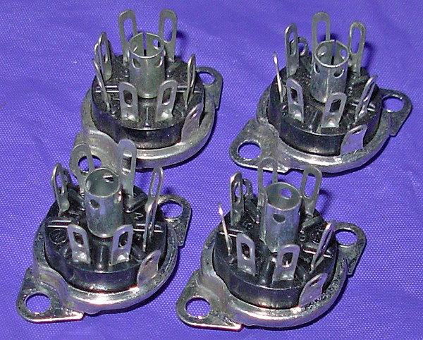 Four NOS 7 pin Miniature Vacuum Tube Sockets for 6AQ5, 6AU6, 12BA6, 12BE6, etc