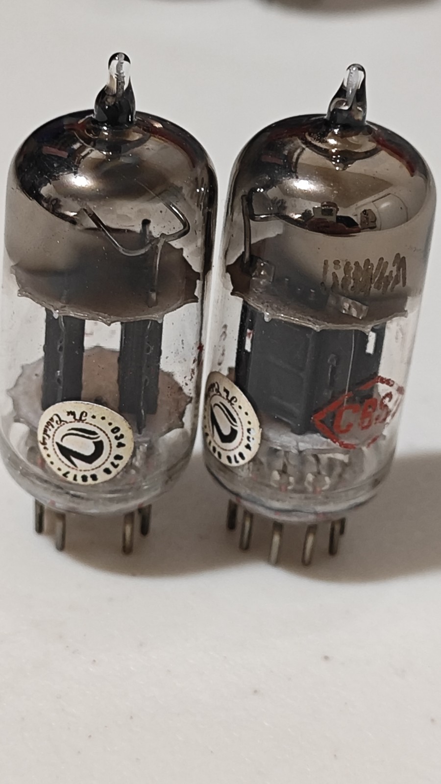 Pair Marconi 5814 Bent [] Getter Silver Plate Tabs Pewter Black Plates