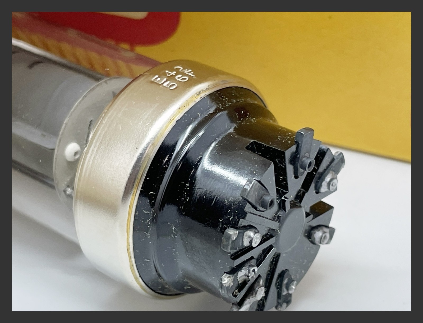 1 NOS Philips EL50 4654 EL34 Test STRONG 56F Disc Getter, Metal Base Vacuum Tube