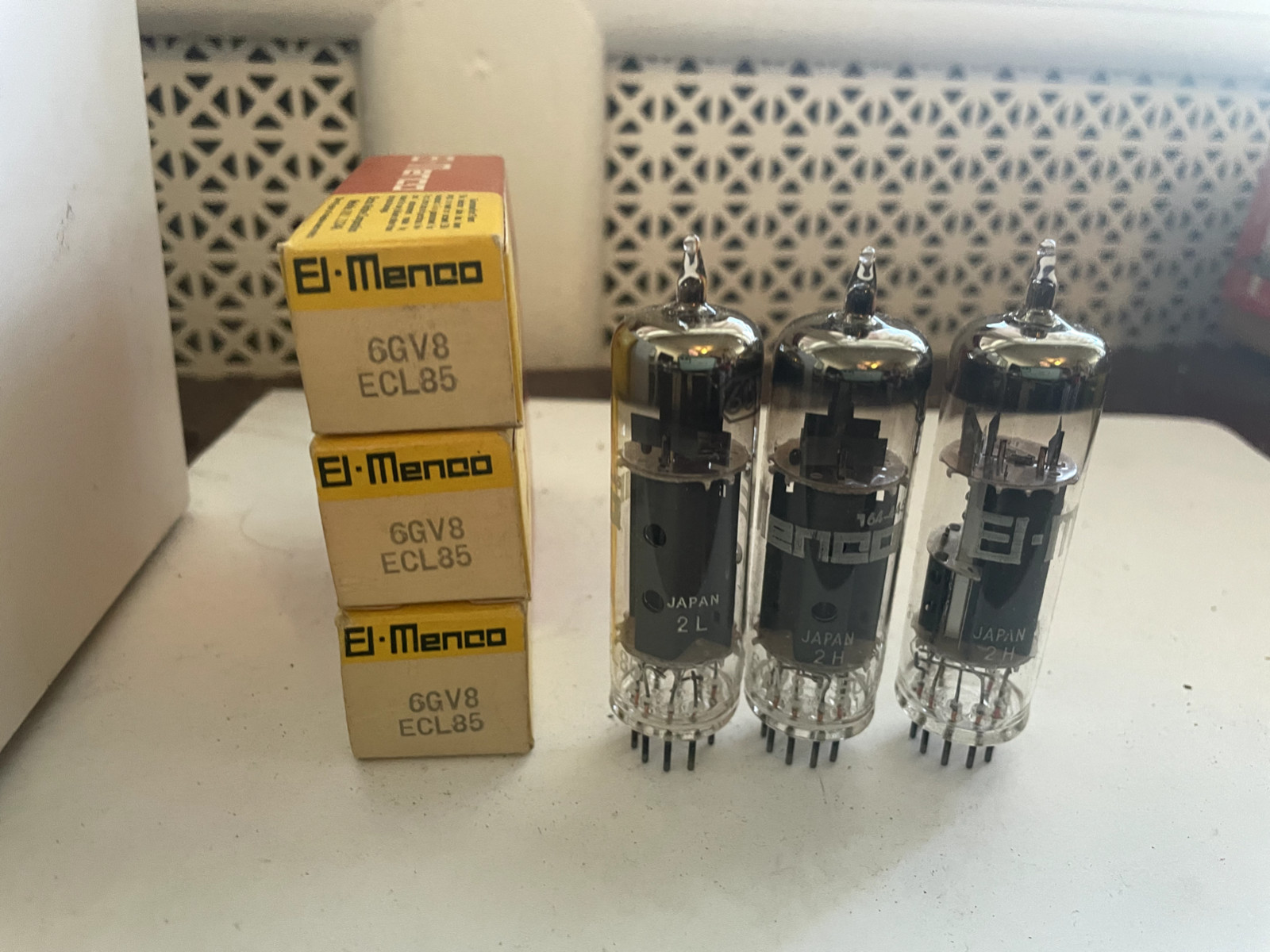 3 Unused Vintage El Menco 6GV8 ECL85 Vacuum Tube Nib Nos Japan