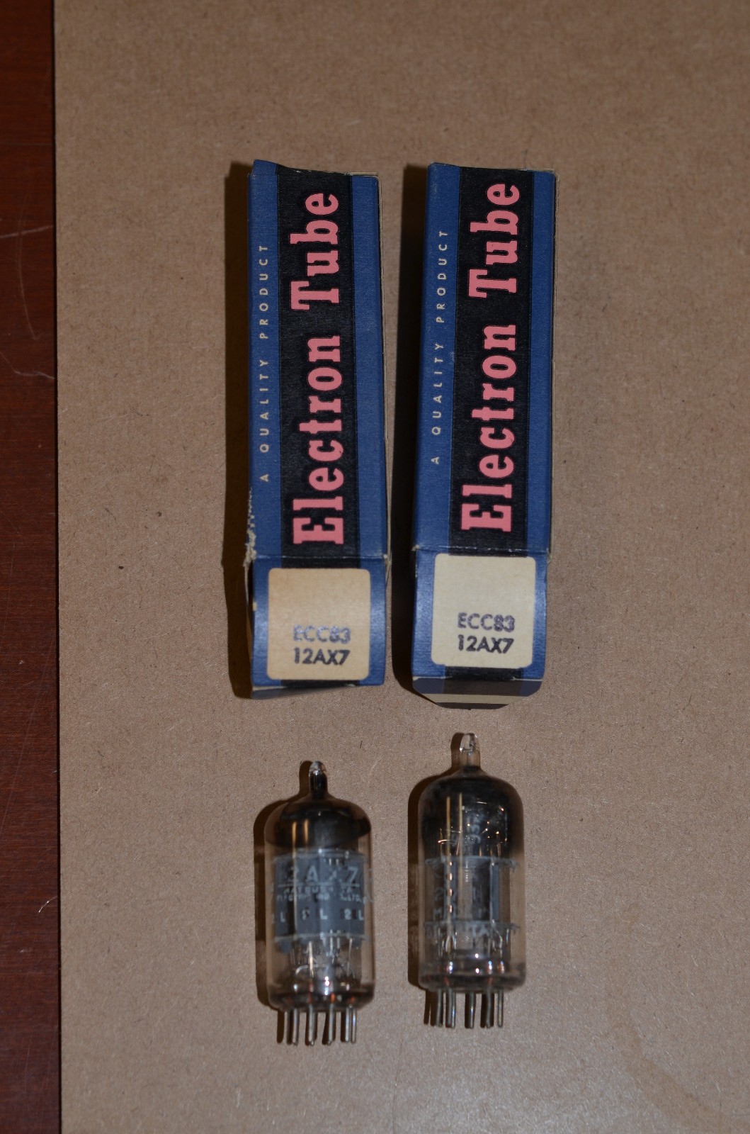 pair of vacuum tubes Mullard and Matsushita 12AX7 ECC83 new old stock NOS