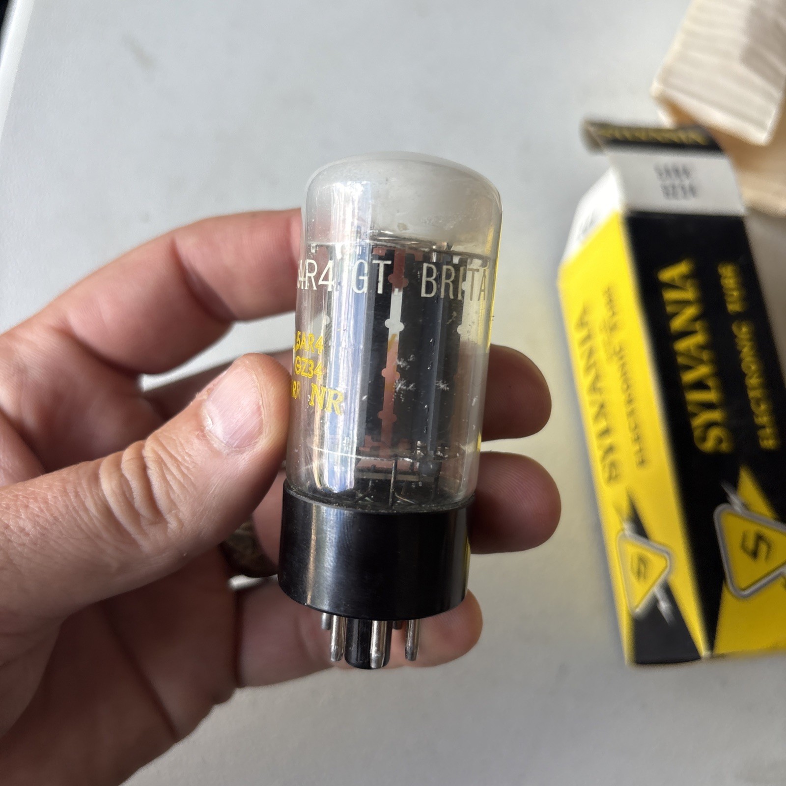 Sylvania 5AR4 GZ34 Rectifier Tube Great Britain Lost Vacuum Collector Only