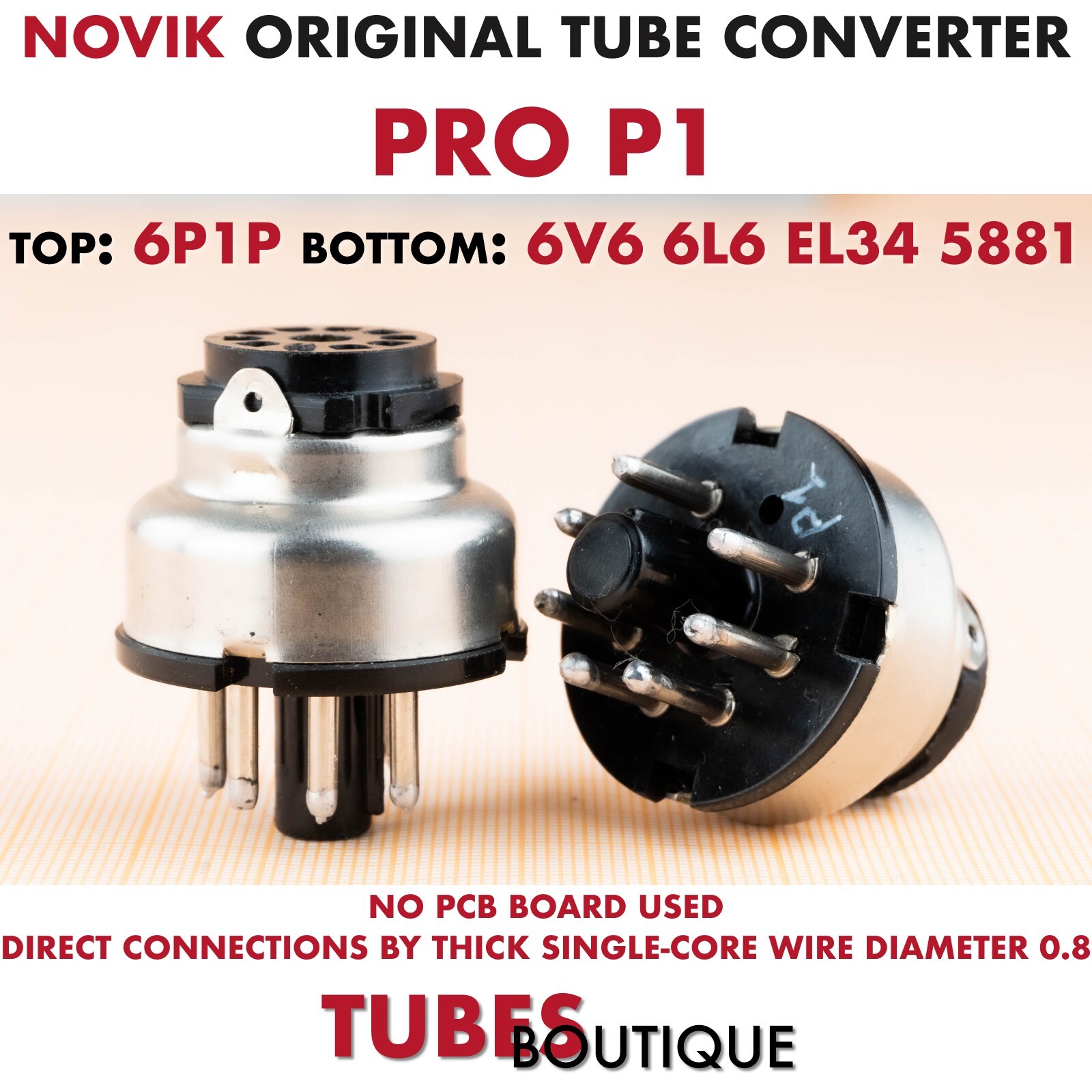 Tube Adapter for 6P1P to 6V6 6L6 EL34 5881 6P3 Novik Bakelite Pro P1 Converter 2