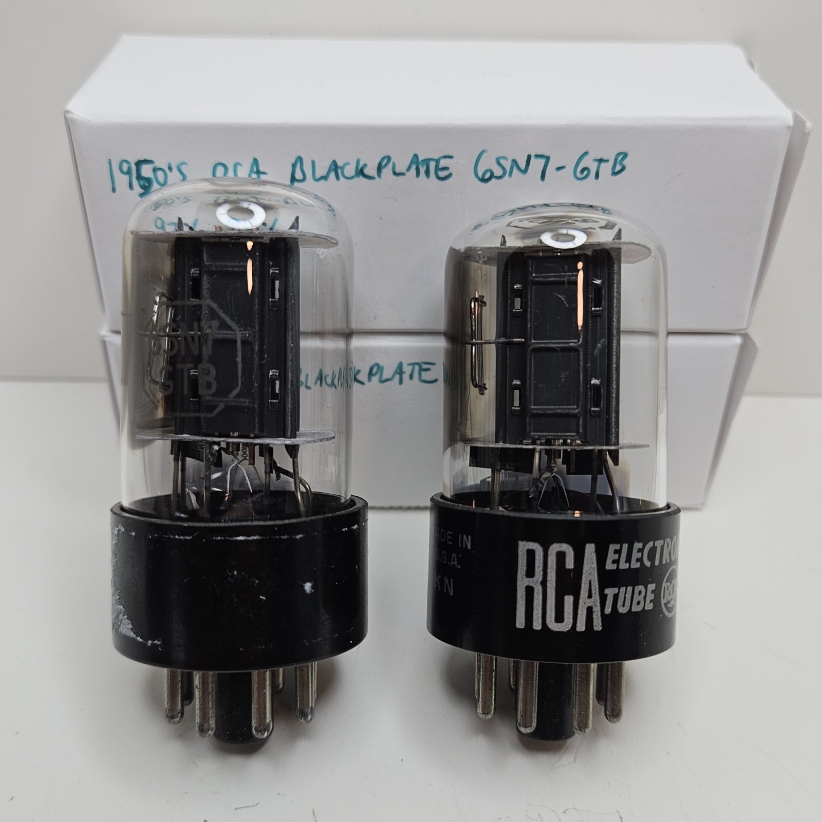 Vintage Pair RCA 6SN7-GTB Tubes *TEST VERY STRONG* Black Plate