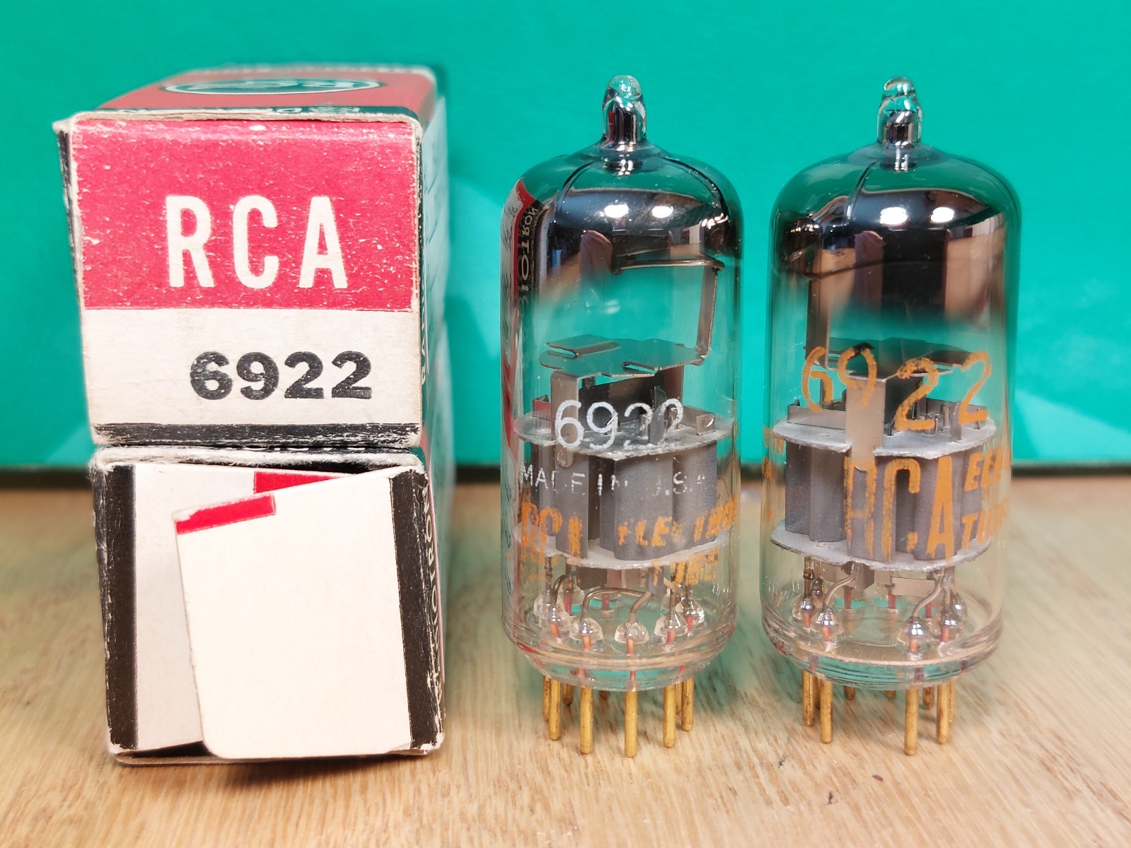 Pair Amperex (RCA lbl) E88CC 6922 NOS NIB 1960 D-gtr Vacuum Tubes -10% matched