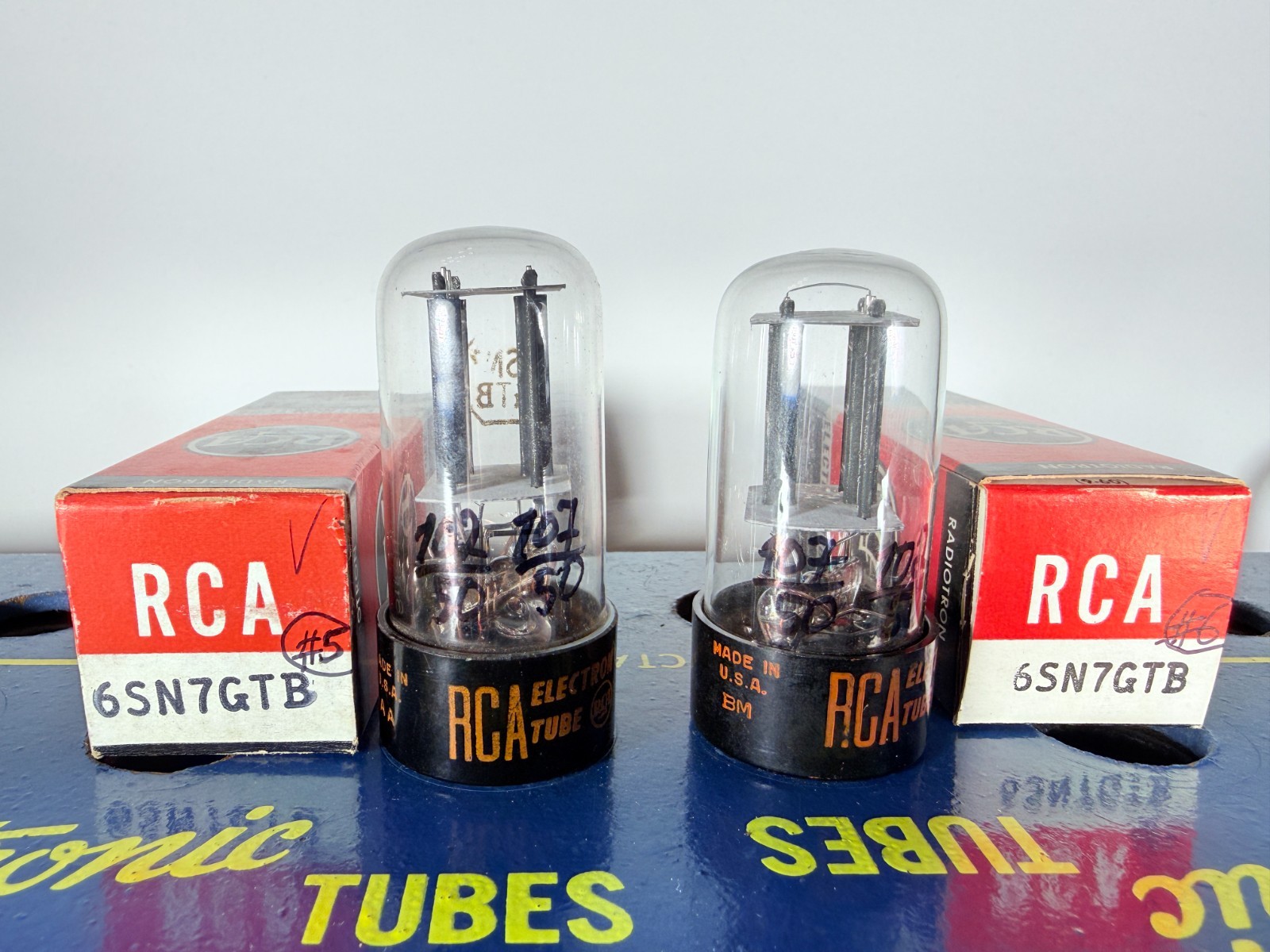 Matched Pair RCA 6SN7GTB Black Plate NOS NIB Tested Like NOS Balanced Tube