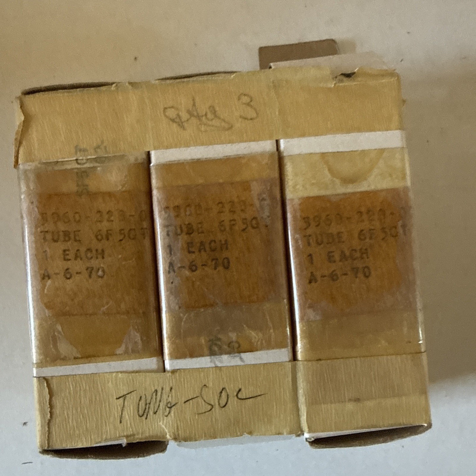 Lot Of 3: Matching Tung Sol 6F5 NOS NIB Vacuum Tube Radio Audio 1970
