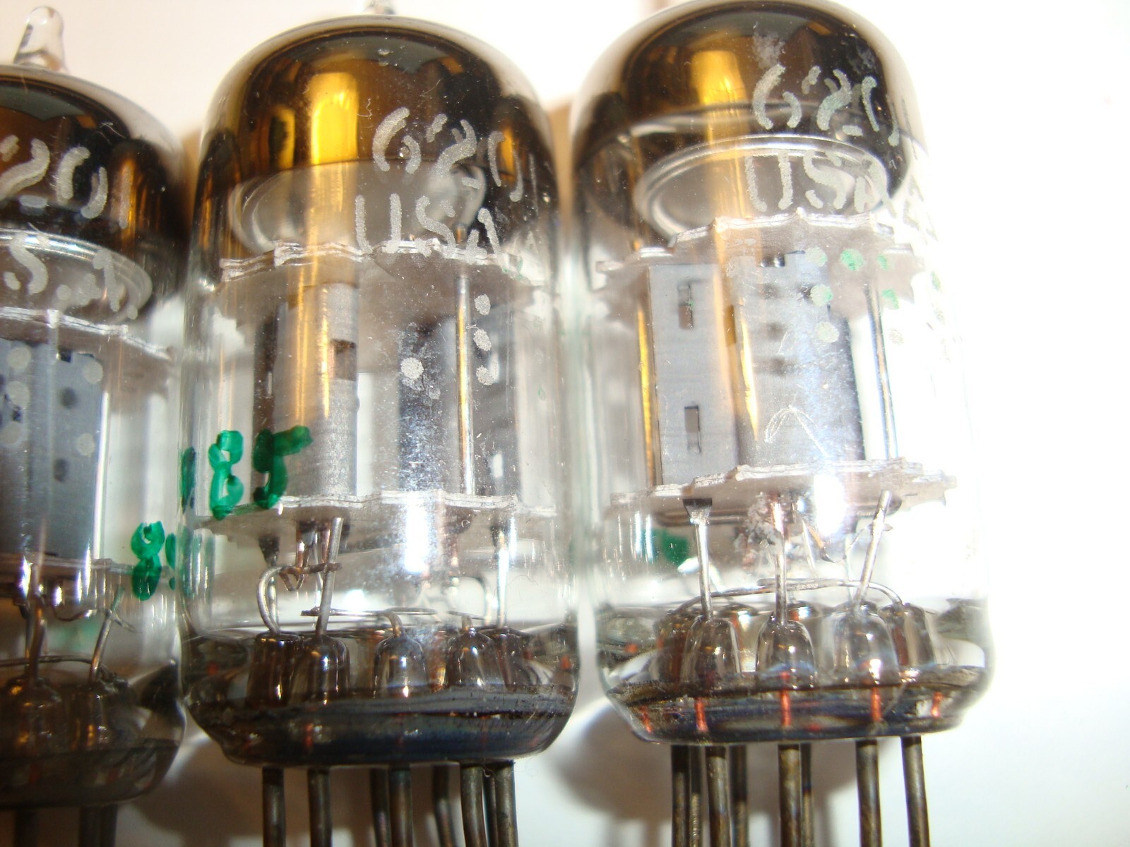 One Lot of Four Military 12AT7WC/6201 Tubes, GE, Grey Plate, Solid Disc Getter