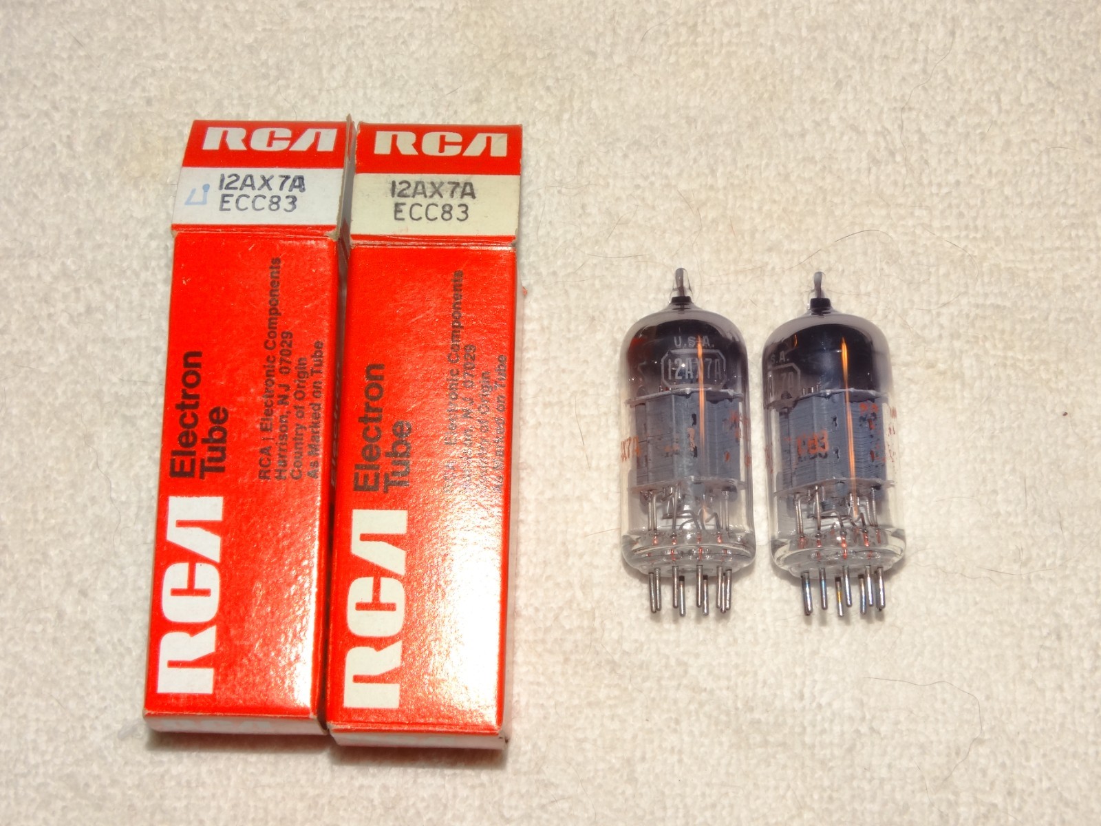 2 x 12AX7A RCA Tubes*NOS-NIB*Super Strong Bogey Pair*Meatball*#910