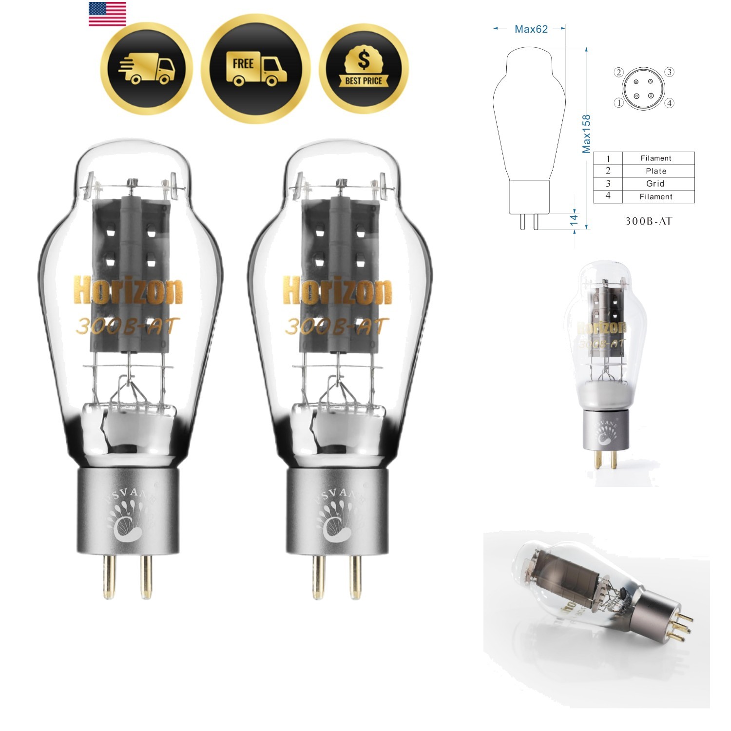 Horizon Series 300B-AT Vacuum Tube Amplifier Matched Pair 2 Pack