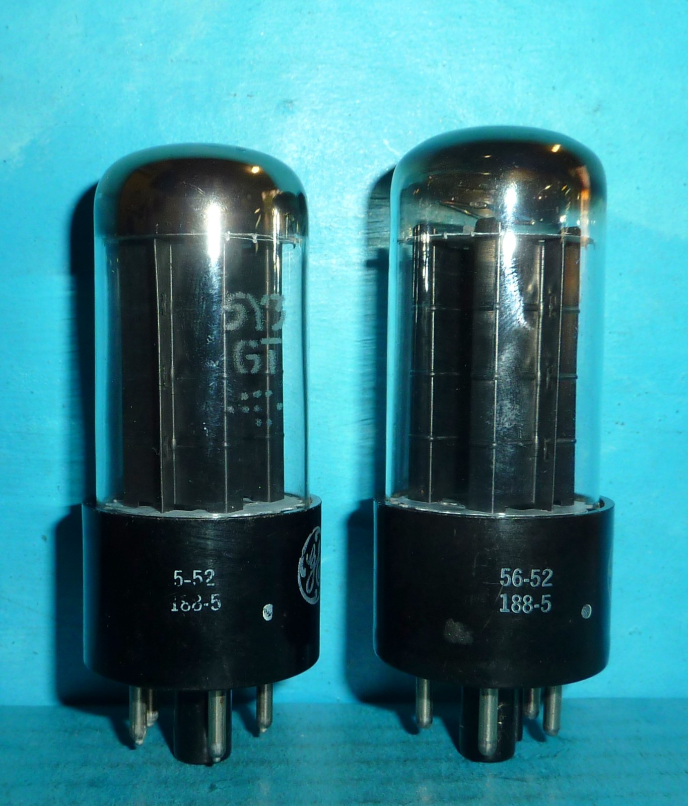 2 GE General Electric 5Y3GT Rectifier Tubes Black Plates D Getters Tested-