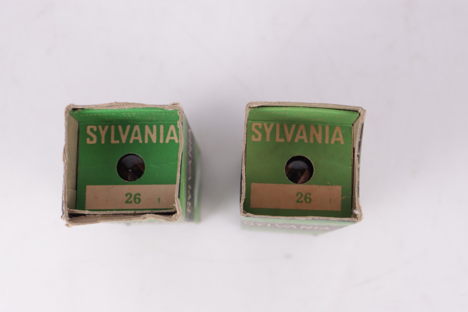 Pair Sylvania 26 Vacuum Tubes – Vintage Triodes USA w/ Original Boxes