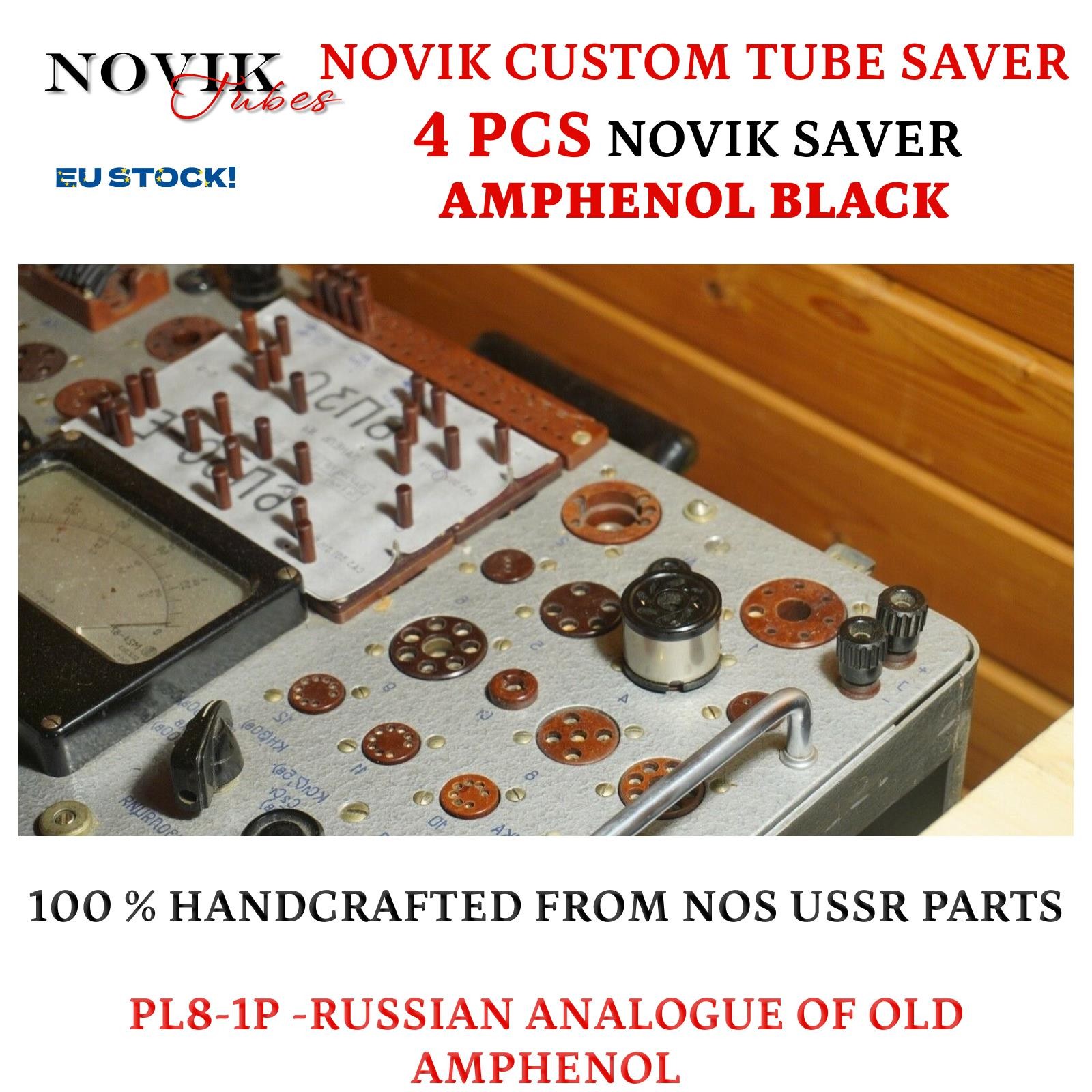 Tube Saver Octal 8 Pin For 6L6 6V6 6SN7 EL34 KT88 Novik AMPHENOL Black 4pcs
