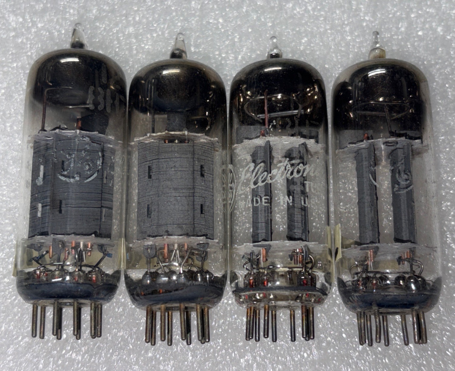 Lot Of 4 GE 12BH7A Grey Plate D-Getter Vacuum Tubes TV7 Tested Strong