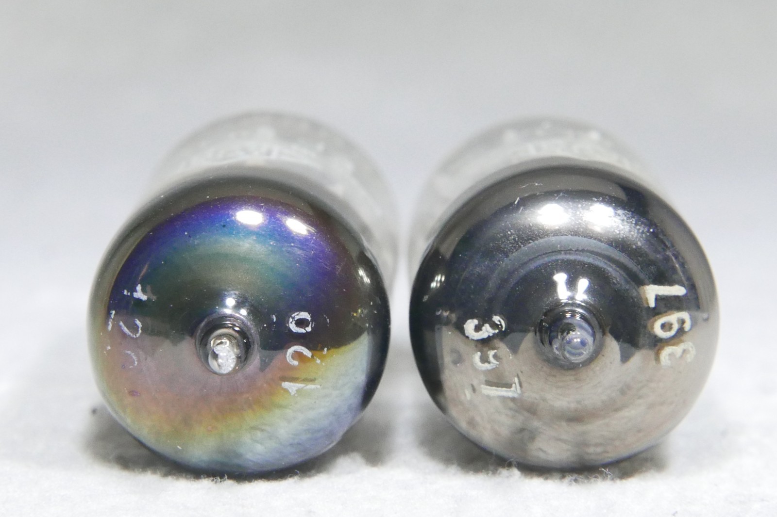 Matched Pair Telefunken EF804S Gray Plate O-Getter Diamond on Bottom Strong