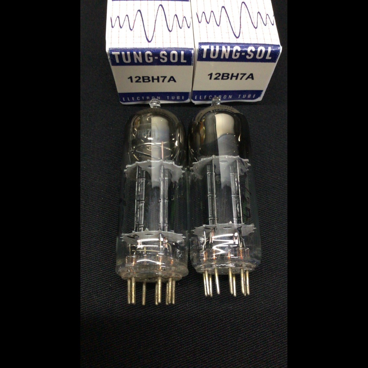 MATCHED PAIR TUNG SOL 12BH7A Black Plate D Getter AUDIO VACUUM TUBES 8.9847