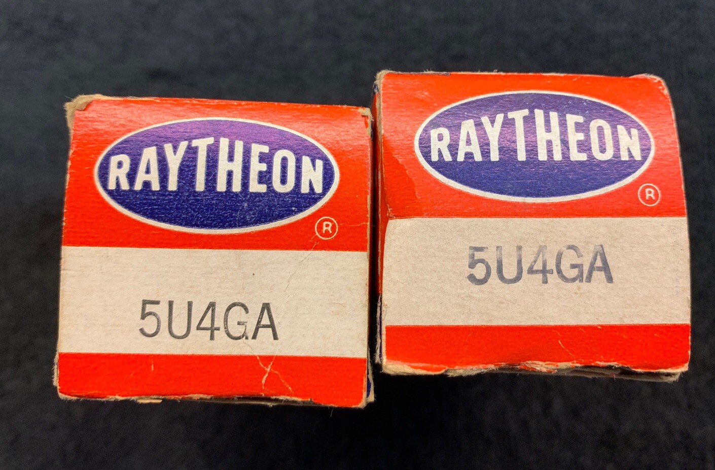 2 NOS NIB Matched Raytheon 5U4GA Rectifier Tubes USA 1950’s