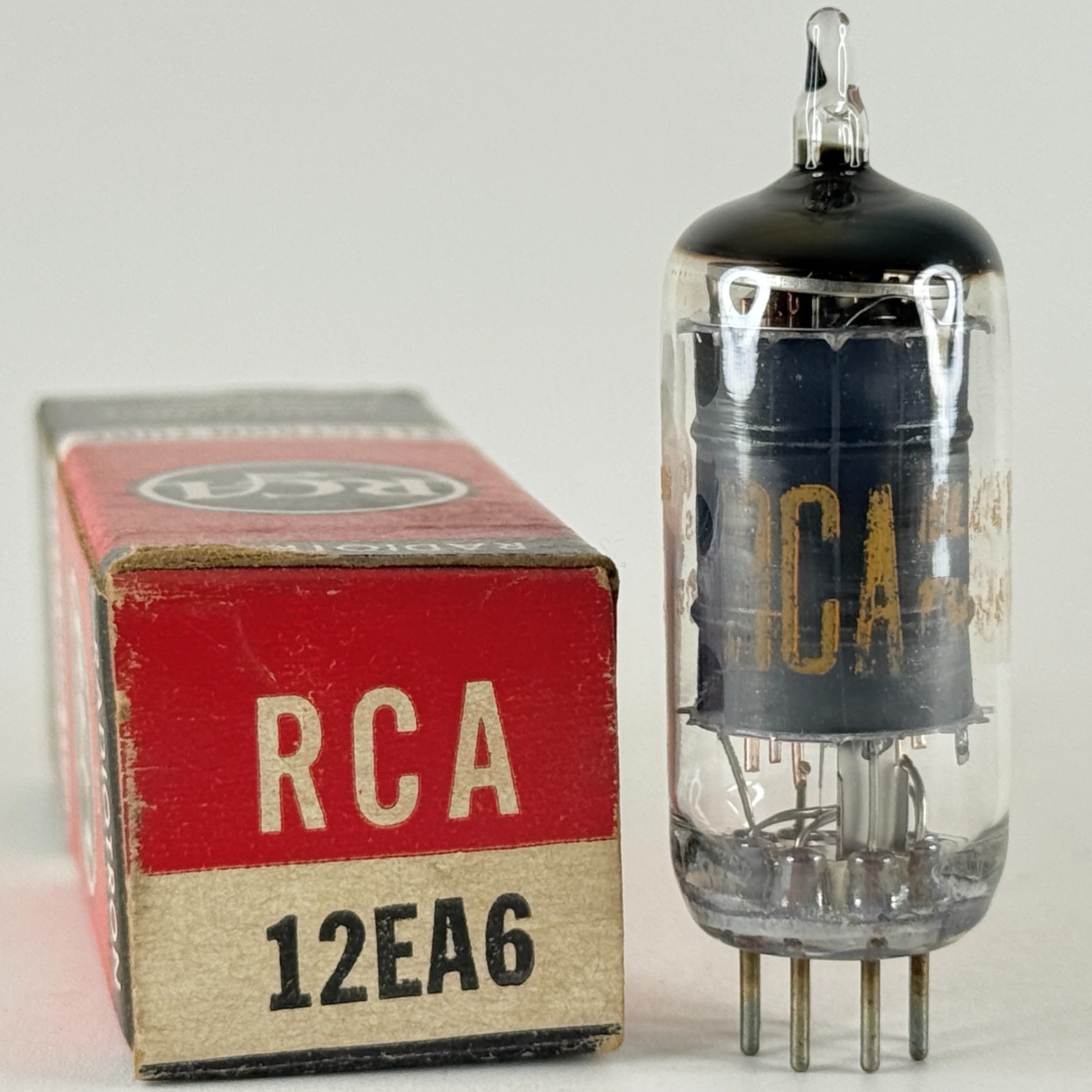 (1) Tested 1960 RCA 12EA6 Tube Black Plate with Box Code MB Pentode Tube (f)