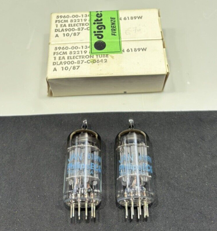 2x JAN 6189W PhilipsECG 34167 USA Tubes