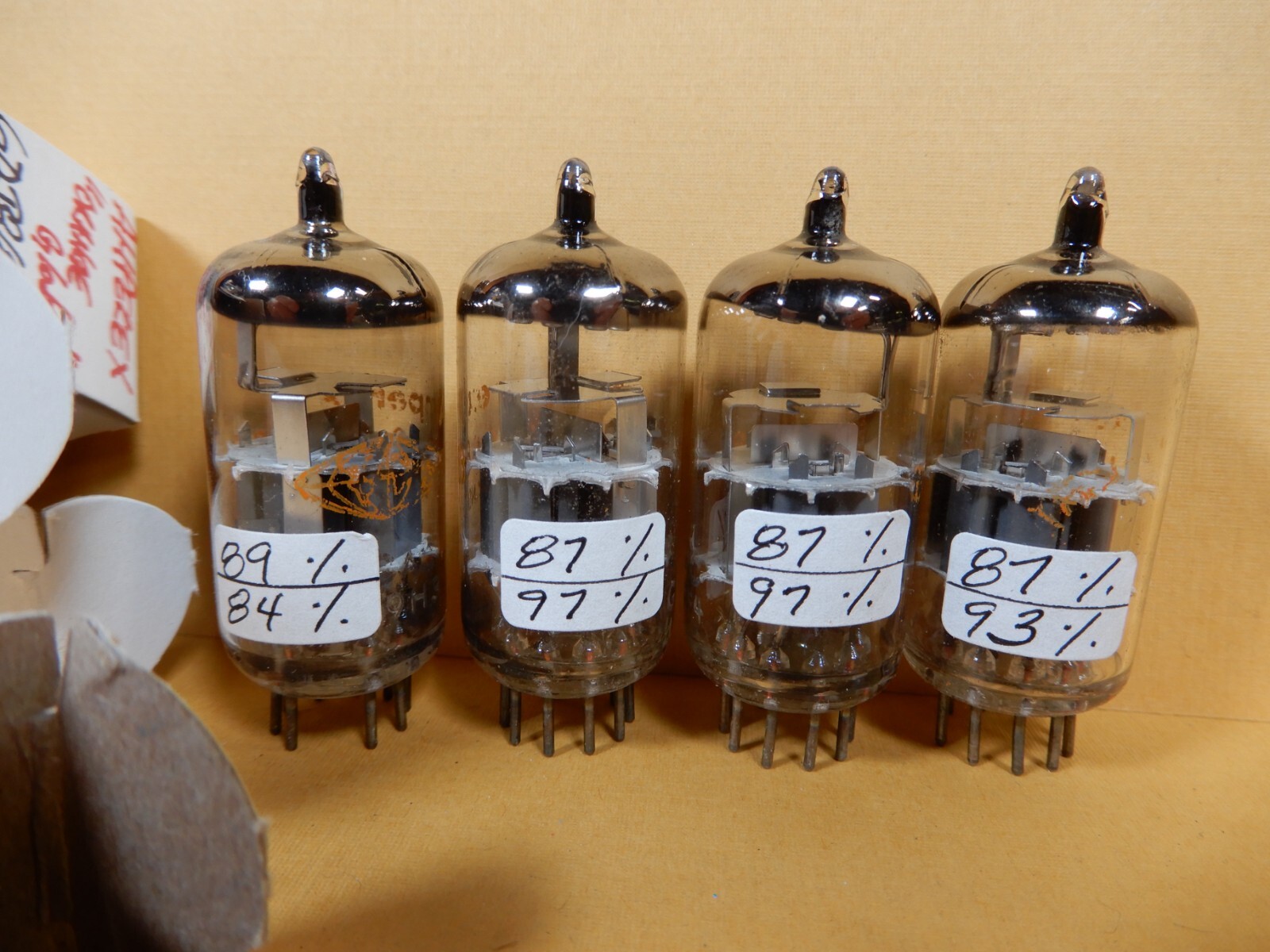 Amperex Globe Logo 6DJ8 ECC88 Vacuum Tube Quad Amplitrex Tested 84%-97%