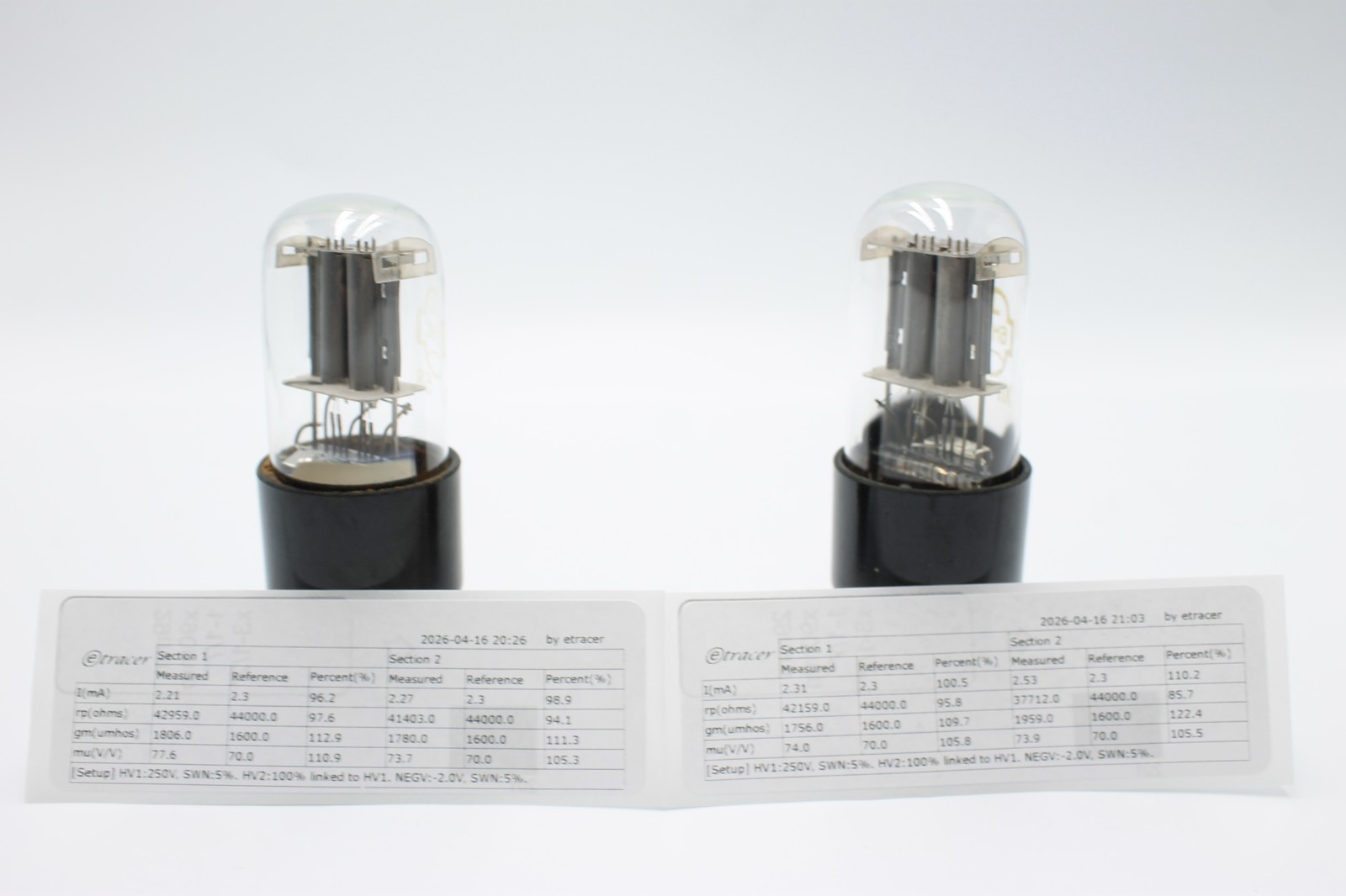 Matched Pair 6N9S / 6SL7 / 1579 / ECC35.Reflector.Silver anode.Etracer Tested.#3