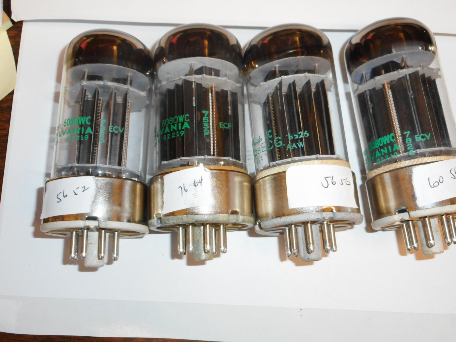 4 Vintage NOS Sylvania JAN6080 WC Black Plate 3 Mica Power Tubes