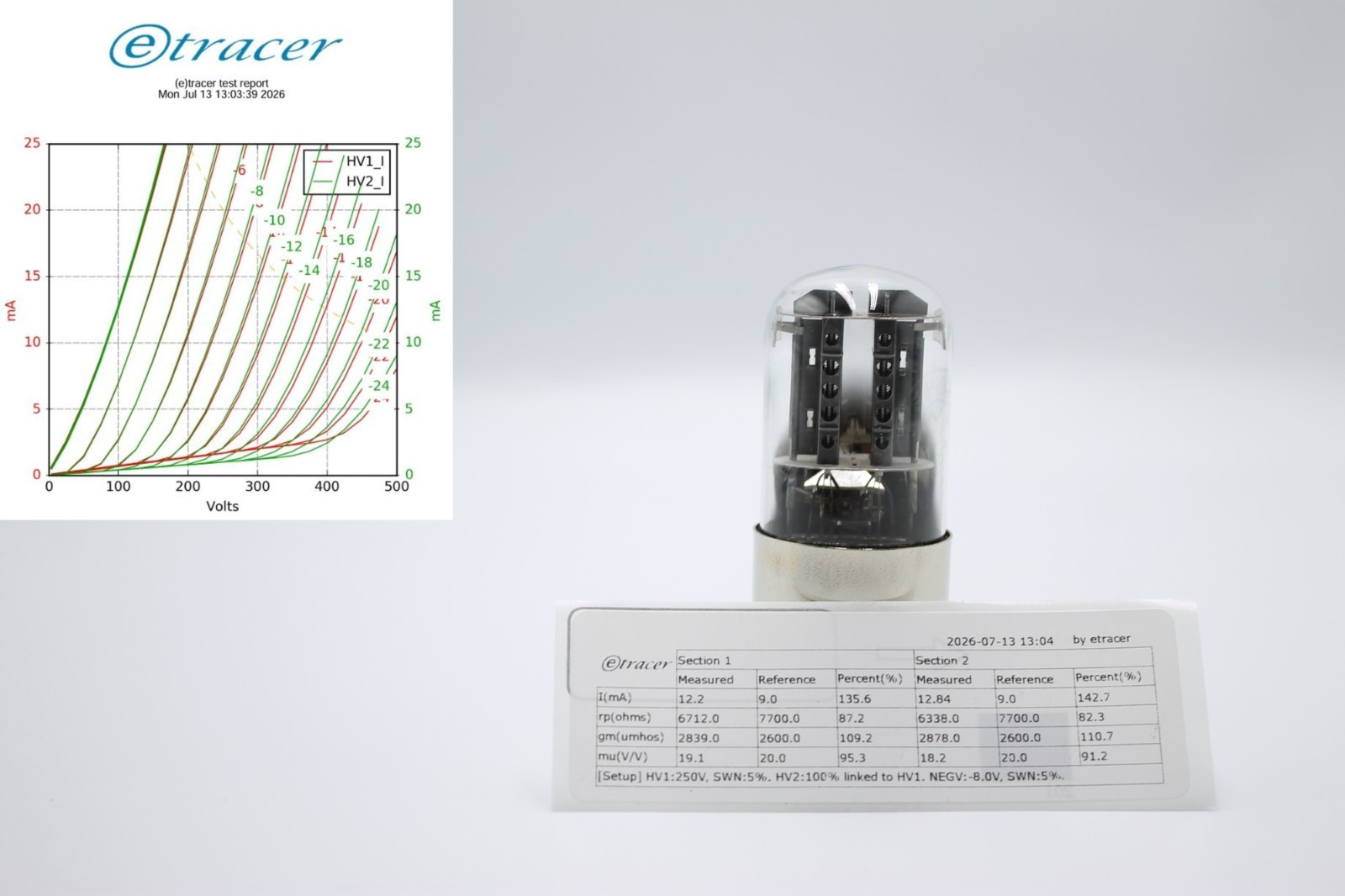 6N8S / 6SN7 / 1578 / ECC32. MELZ. HOLED ANODE. 1954. Etracer Tested.Metal Base.
