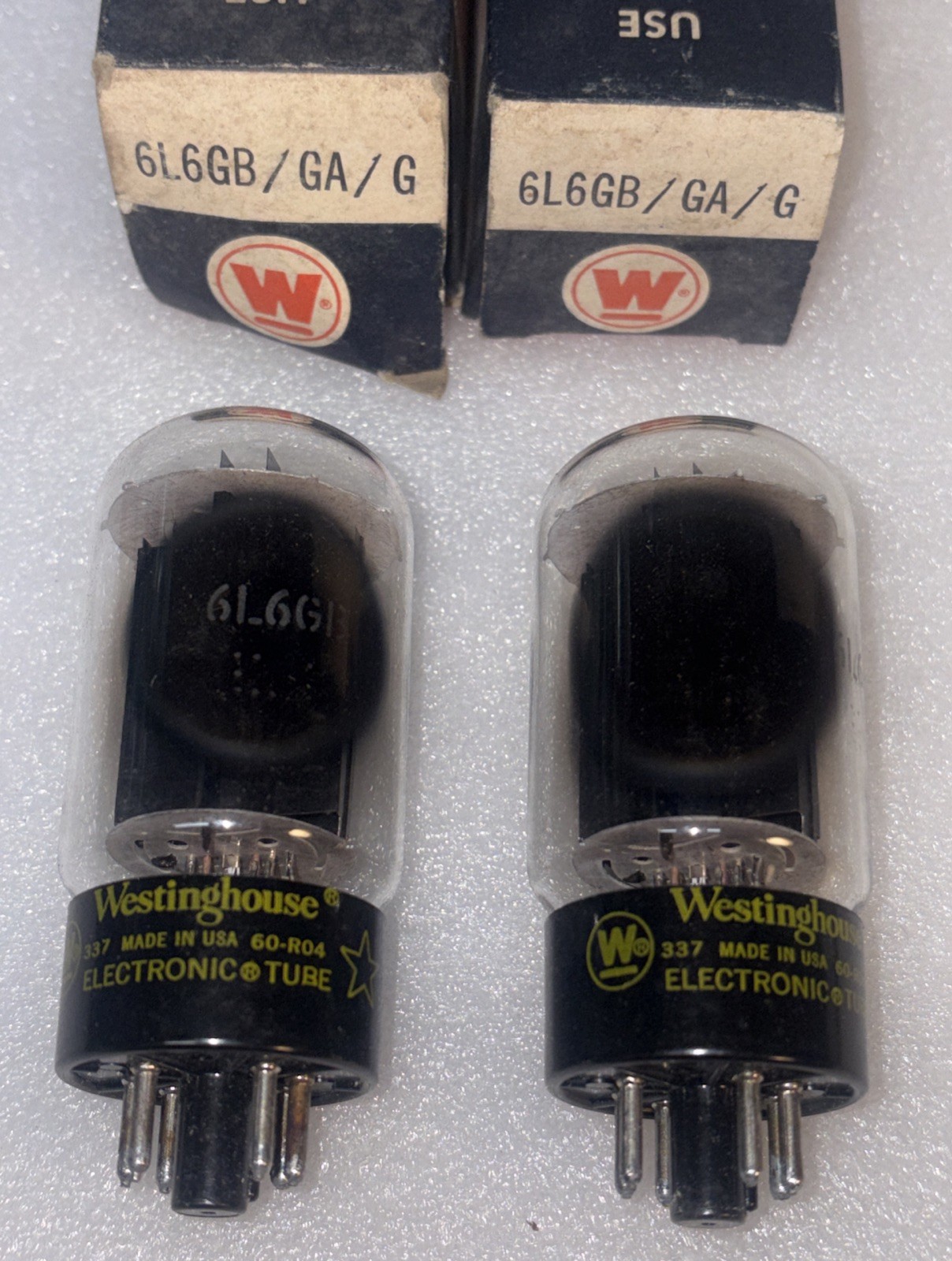 Matched Pair Westinghouse 6L6GB Black Plate Vacuum Tubes Amplitrex New In Box