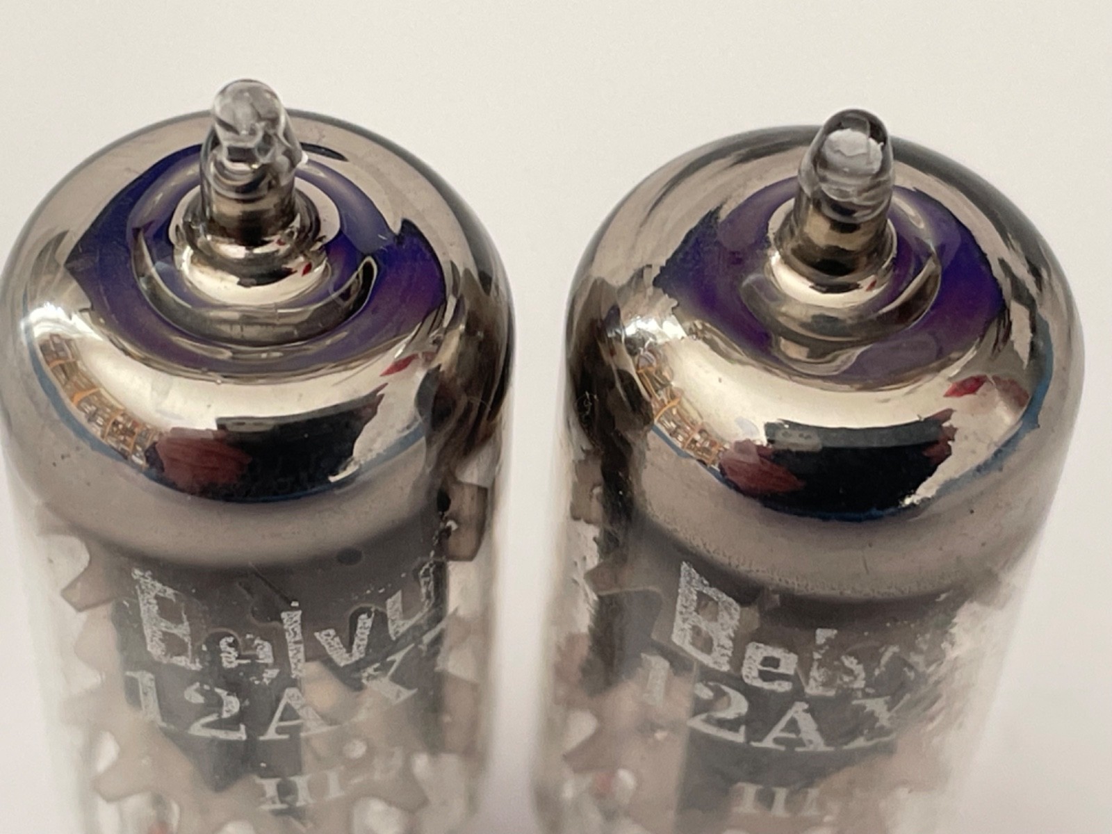 strong mC1 code ULTRA RARE PAIR TUBE 12AX7 – ECC83 – BELVU – year 1957 – MAZDA