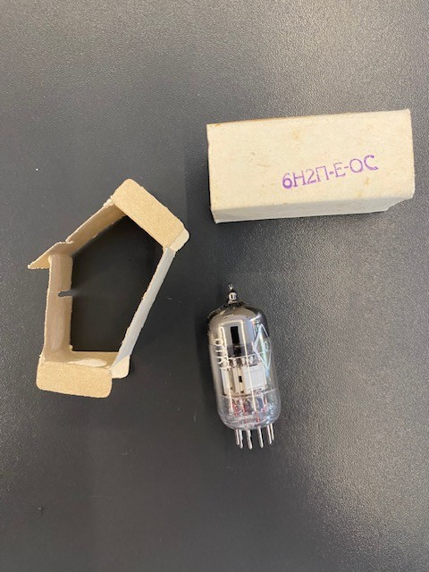 6N2P-E-OS double triode tube. Silver anode! NOS. Lot 1pcs.