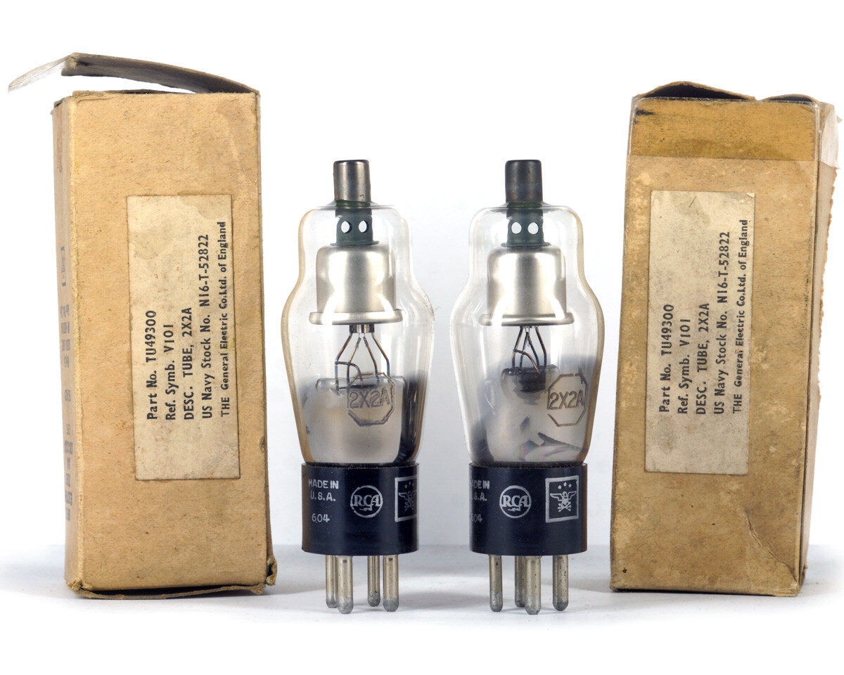 2x 2X2A/VT-119 RCA NOS Tube Röhre Lampe TSF Valvola Valvula Valve 진공관 真空管 电子管