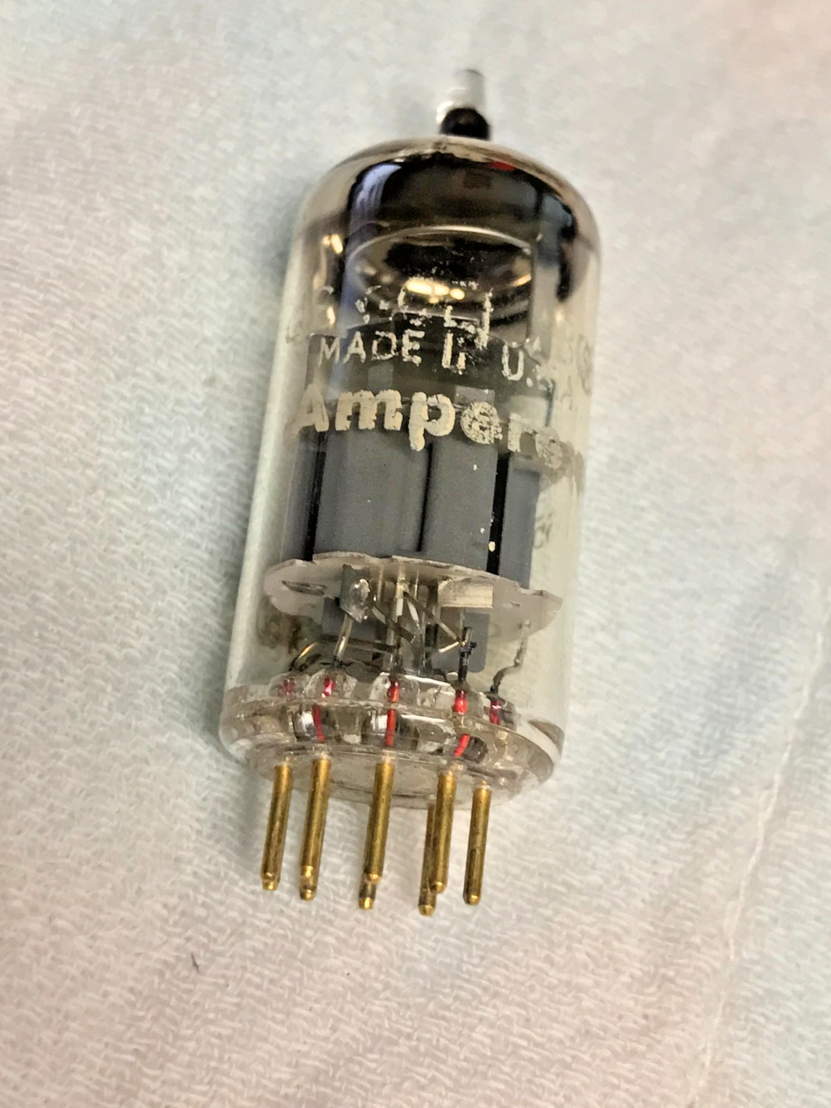 AMPEREX 7308 GOLD PIN VACUUM TUBE GRAY PLATE O GETTER USA
