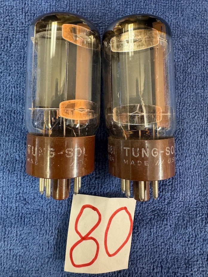 2 Used 5881 Seeburg V 200 B C R Scott Fisher Eico Pilot Amplifier tubes Lot # 80