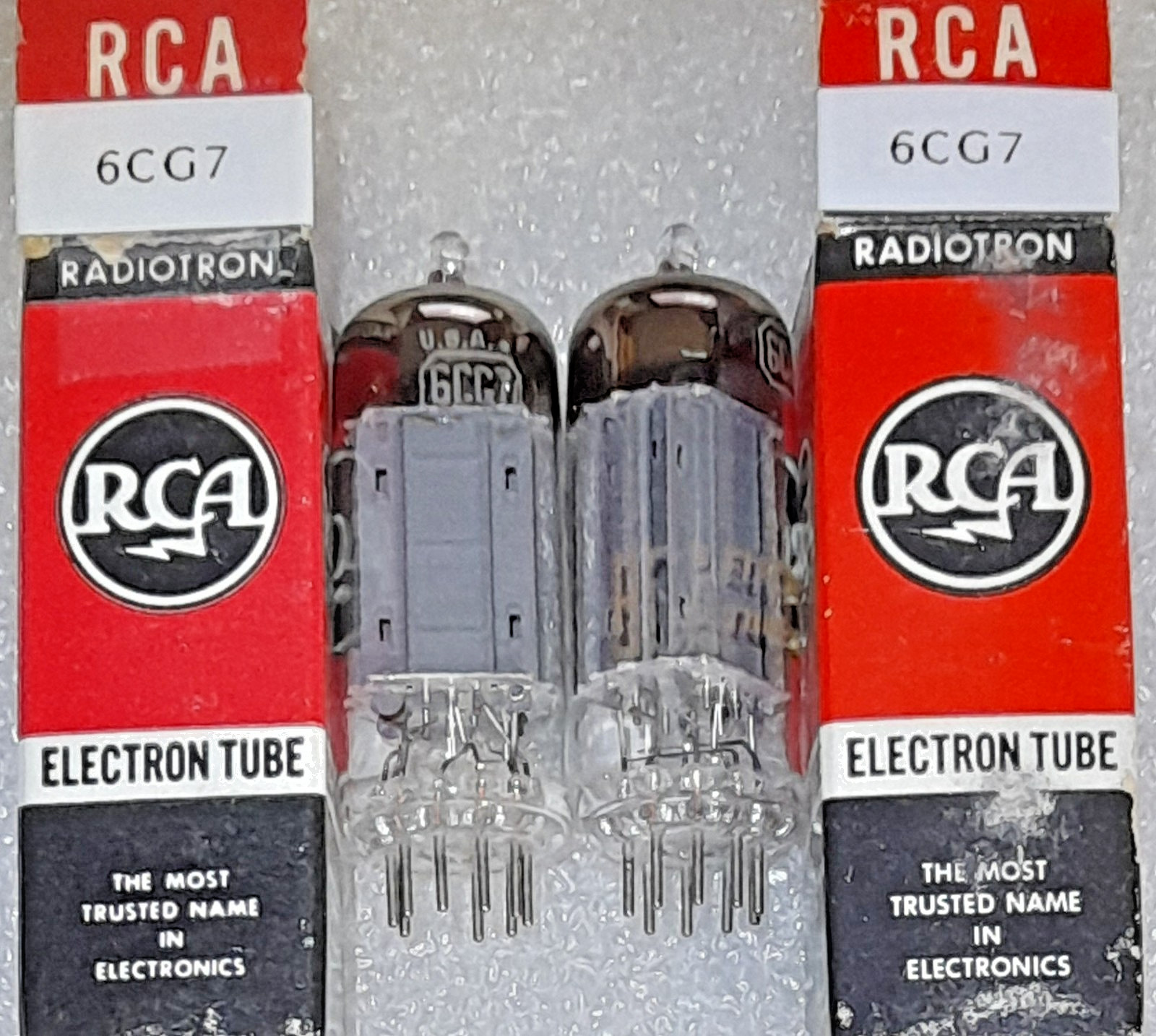 Pair 6CG7 (6FQ7) RCA gray plates & center shields Vacuum Tubes, TV-7D Tested