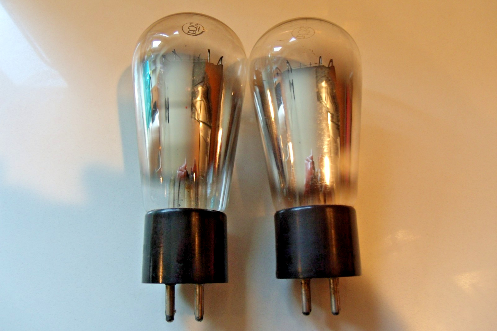Clean Vintage Pair of RCA Radiotron UX245 Globe Vacuum Tubes- Untested