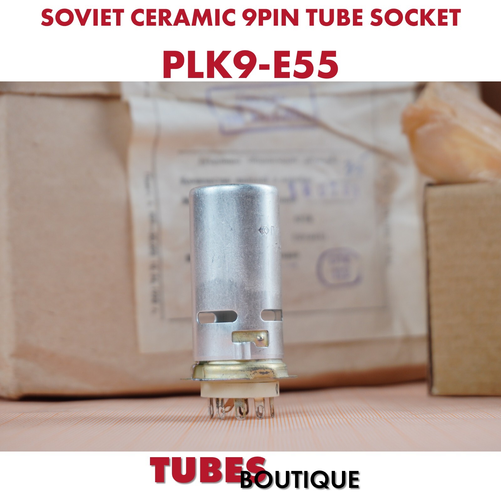 Tube 9pin socket PLK9-E55 with shield 55mm Ag Plated Pins 10pcs