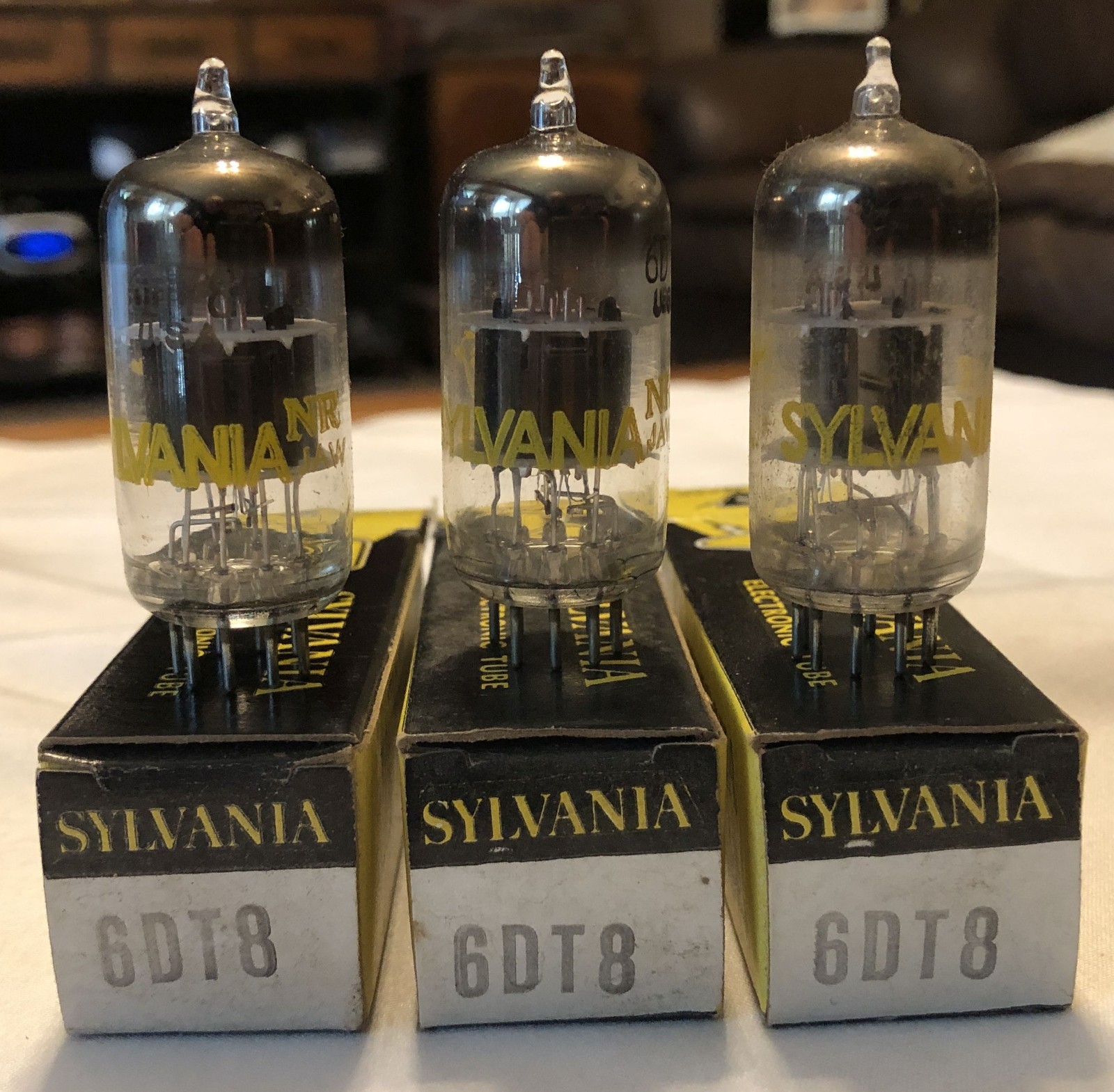 3 Sylvania 6DT8 Vacuum Tubes. NIB, NOS, USA, Double Triode.