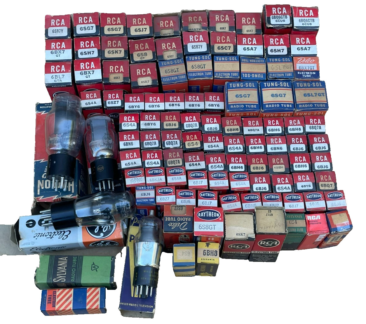 Vintage Boxed Various Brands Radio/TV Vacuum Tubes (Lot of 105)
