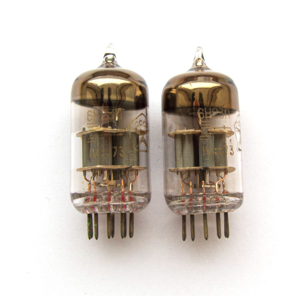 MATCHED PAIR 6N23P Voskhod 1973 SWGP NOS/ ECC88 6922. GETTER ON THE WIRE.