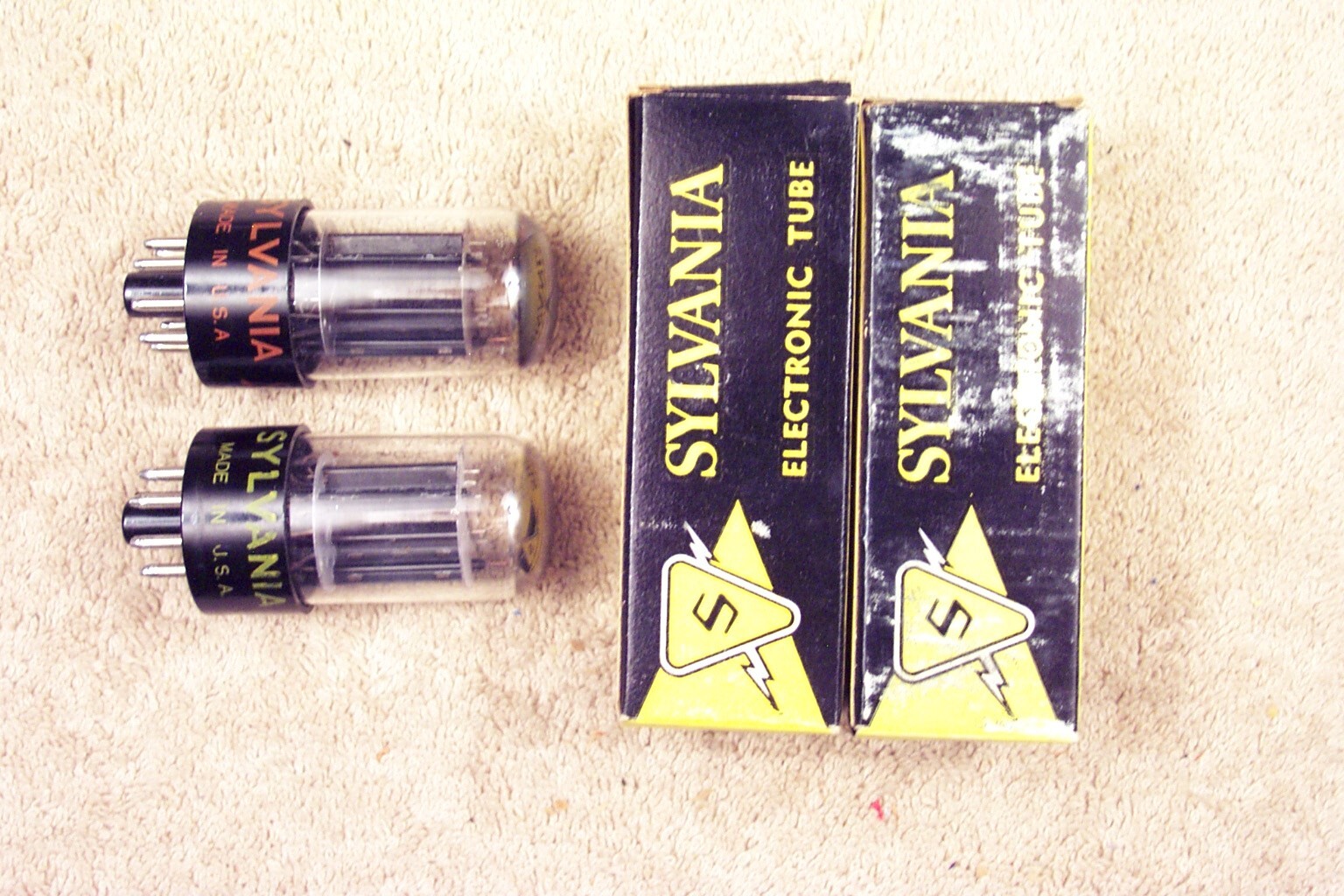 Two, NEW, Sylvania 6SN7GTB, chrome dome, matching pair #5, 6SN7GT
