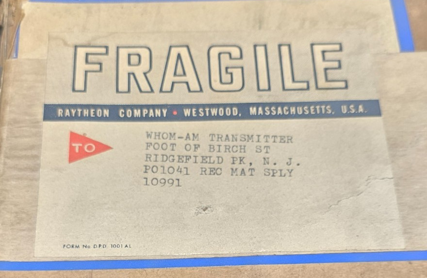 1948 Machlett ML-357B NOS Transmitting Tube – Raytheon / WHOM-AM Ridgefield Park